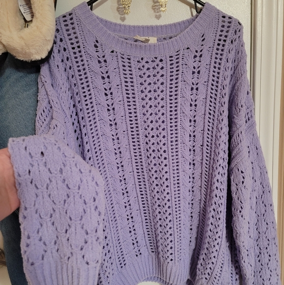 NWOT. Lavender Chenille Sweater - Picture 4 of 4